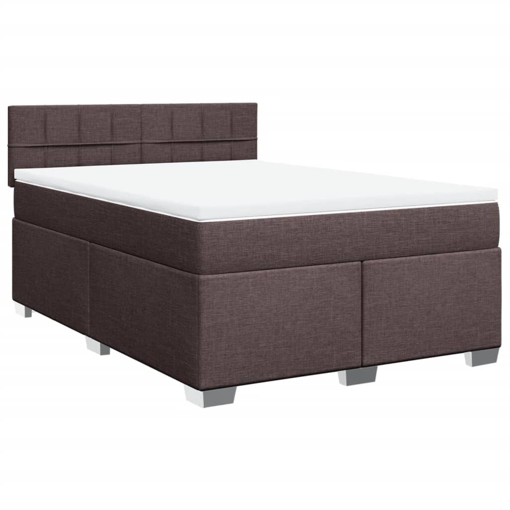 vidaXL Κρεβάτι Boxspring με Στρώμα Σκούρο Καφέ 140x190 εκ. Υφασμάτινο