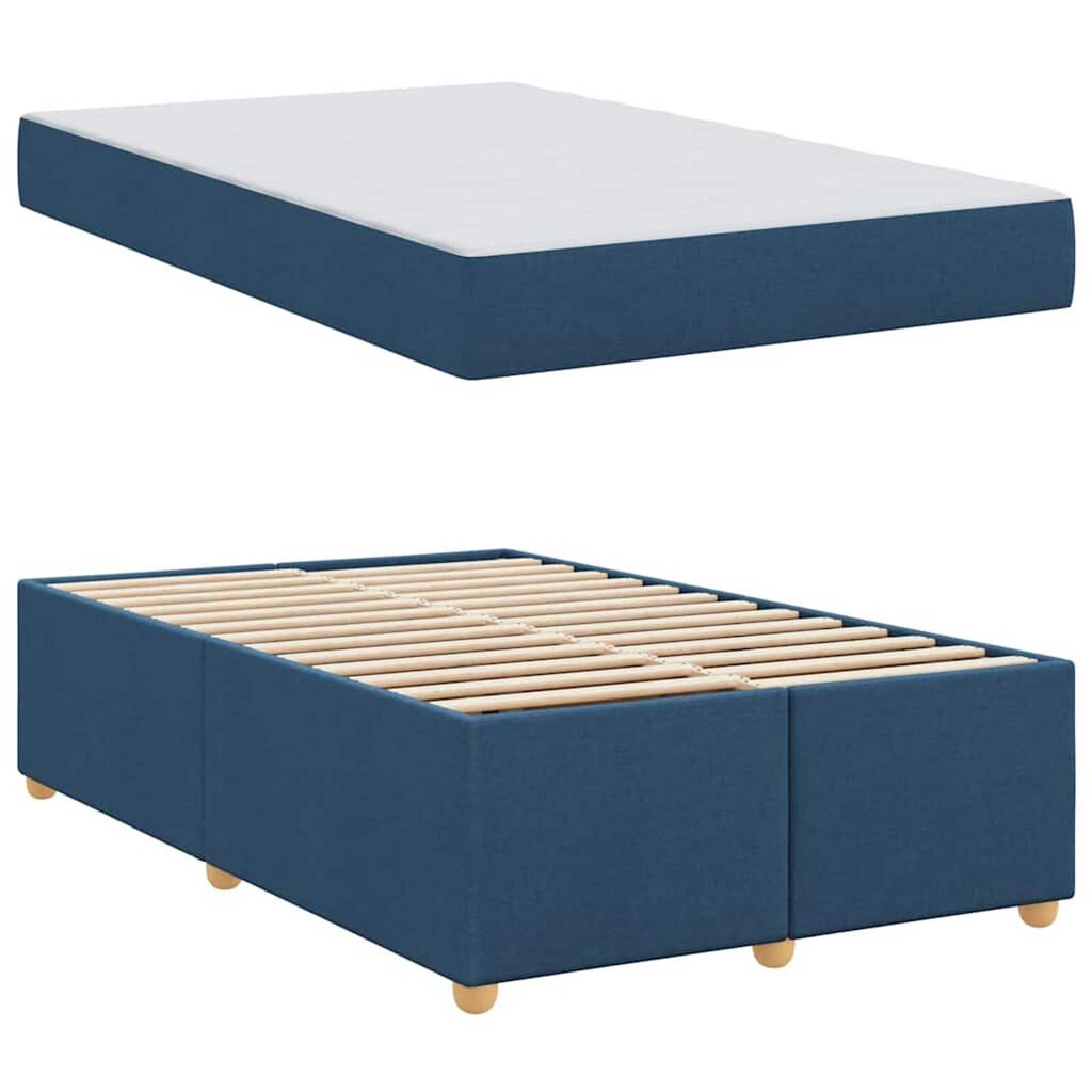 vidaXL Σκελετός Κρεβατιού με στρώμα Μπλε 120 x 190 cm ύφασμα