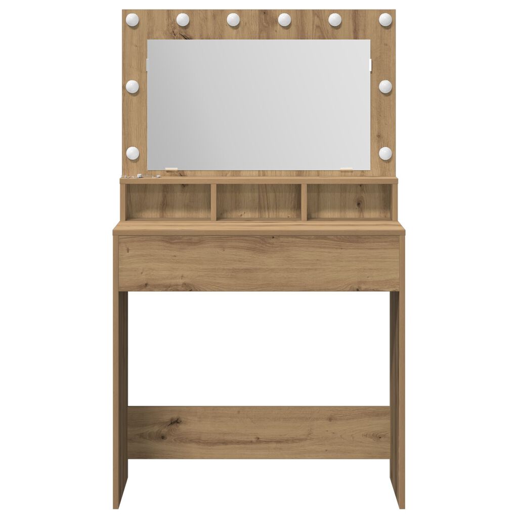 vidaXL Τουαλέτα με LED Φώτα Ξύλο Artisan 79x41x135 εκ.