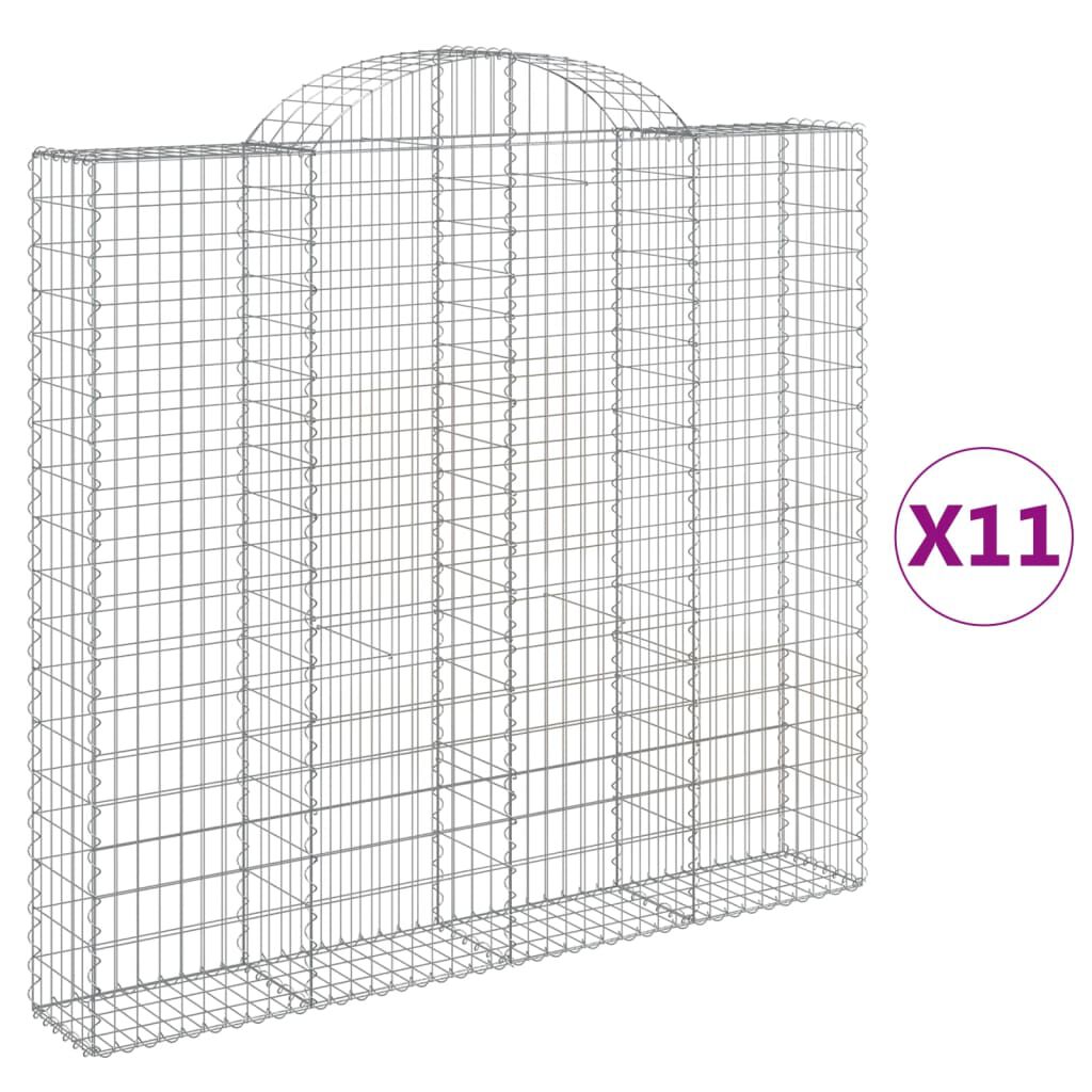 vidaXL Συρματοκιβώτια Τοξωτά 11 τεμ. 200x30x180/200 εκ. Γαλβαν. Ατσάλι
