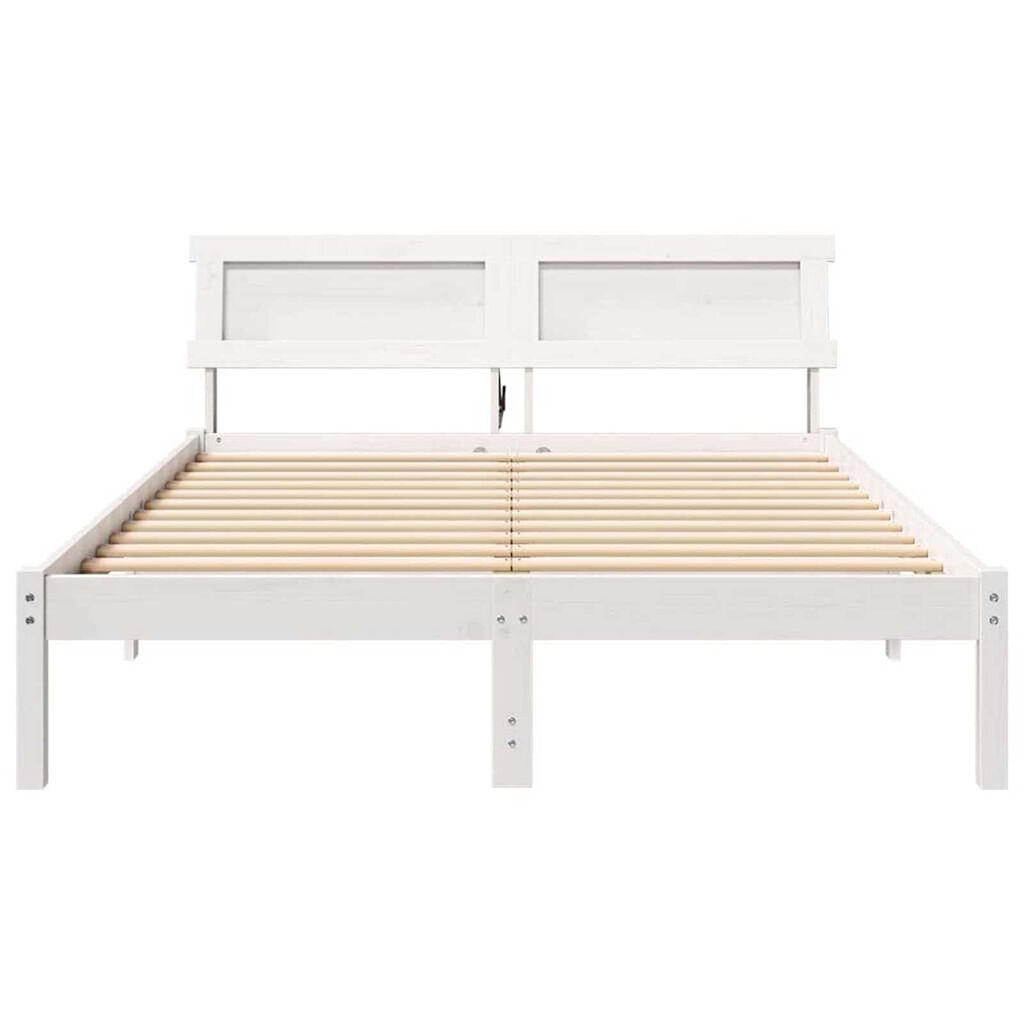 vidaXL Σκελετός Κρεβατιού Λευκό 140 x 190 cm Μασίφ ξύλο πεύκου