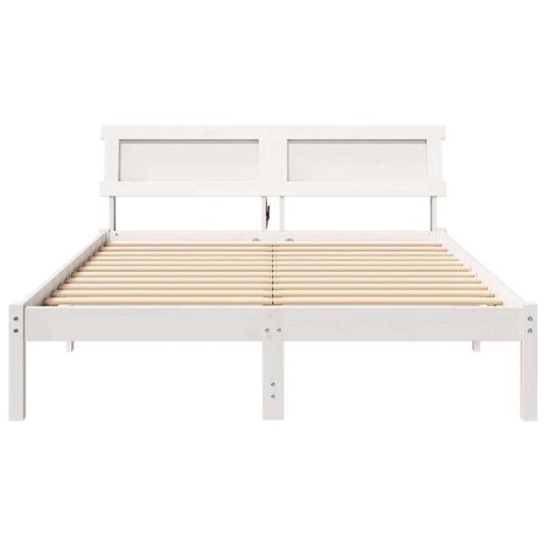 vidaXL Σκελετός Κρεβατιού Λευκό 140 x 190 cm Μασίφ ξύλο πεύκου
