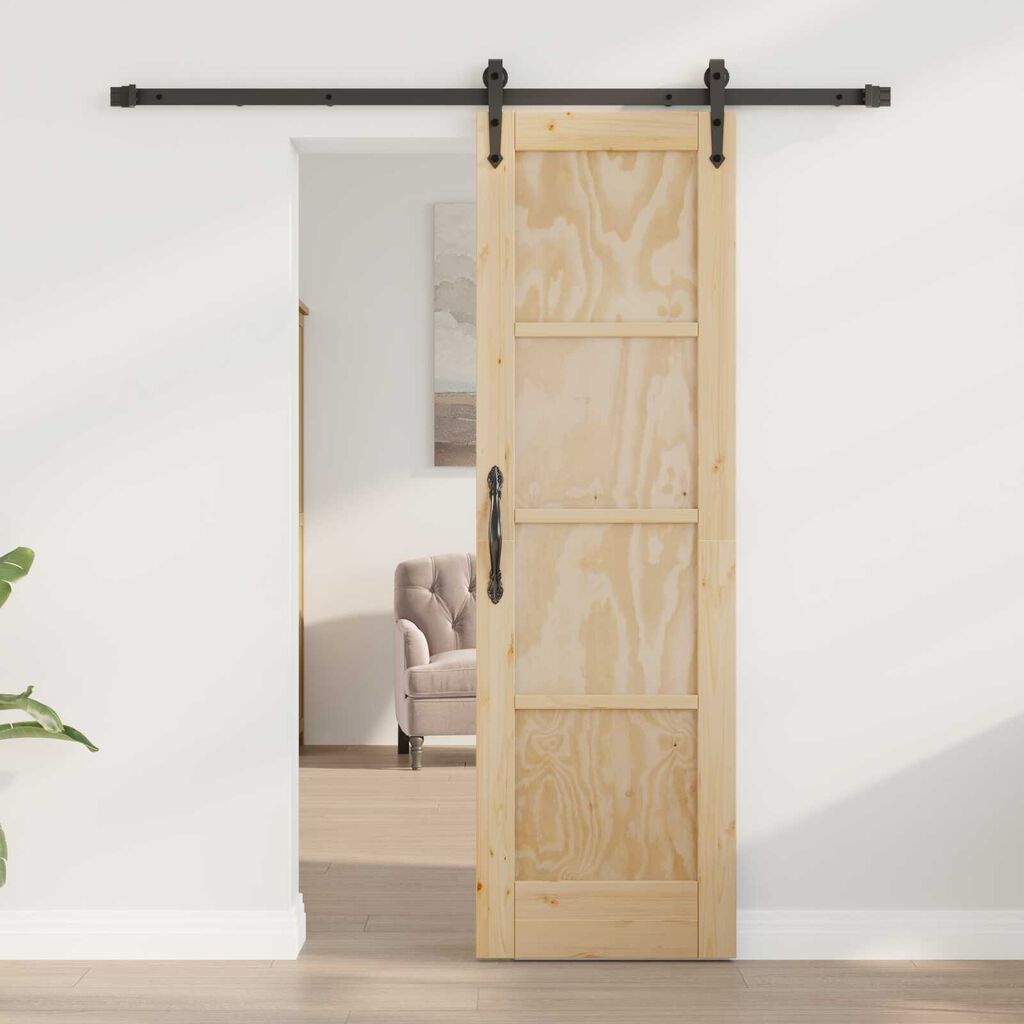 vidaXL Συρόμενη Πόρτα με Σετ Εξαρτημάτων 61x198.5 cm Μασίφ Ξύλο Πεύκου
