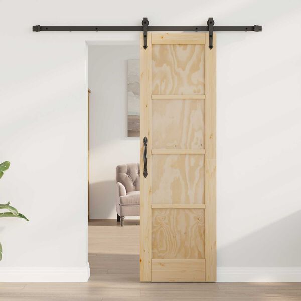 vidaXL Συρόμενη Πόρτα με Σετ Εξαρτημάτων 61x198.5 cm Μασίφ Ξύλο Πεύκου