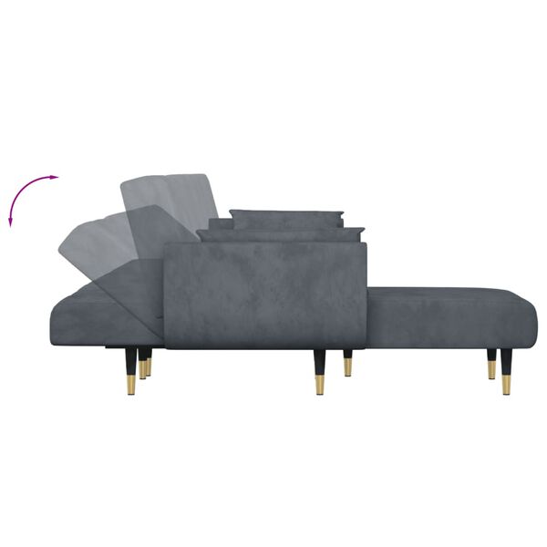 vidaXL Καναπές Κρεβάτι Γωνιακός Σκ. Γκρι 275 x 140 x 70 εκ. Βελούδινος