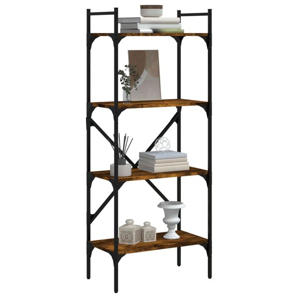 vidaXL Βιβλιοθήκη 4 Επιπέδων Καπνιστή Δρυς 56x31,5x138,5 εκ Επεξ. Ξύλο