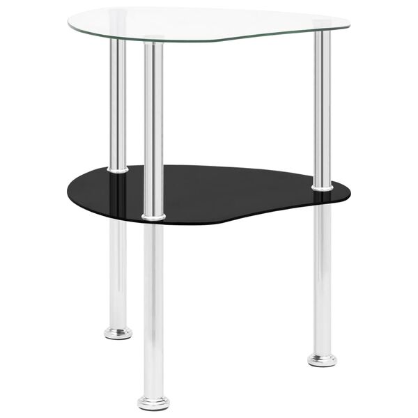 322786 vidaXL Βοηθ. Τραπέζι 2 Επ. Διαφ. & Μαύρο 38x38x50 εκ Ψημ. Γυαλί