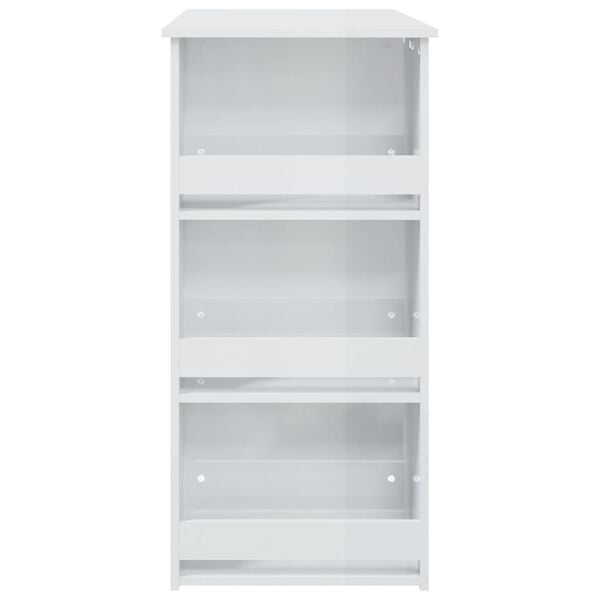vidaXL Τραπέζι Μπαρ με Ράφια Γυαλ. Λευκό 102x50x103,5 εκ. Επεξ. Ξύλο