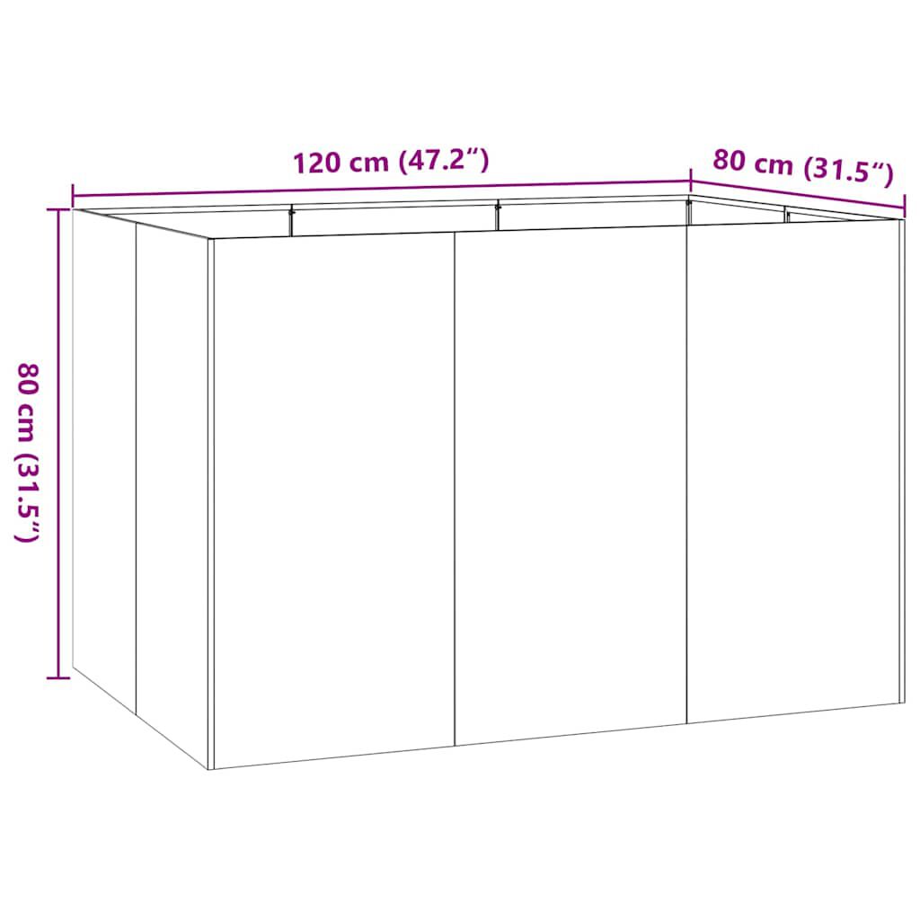 vidaXL Ζαρντινιέρα 120x80x80 εκ. από Γαλβανισμένο Ατσάλι