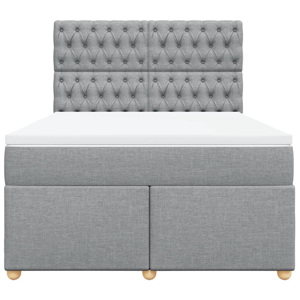 vidaXL Κρεβάτι Boxspring με Στρώμα Ανοιχτό Γκρι 140x200 εκ. Υφασμάτινο