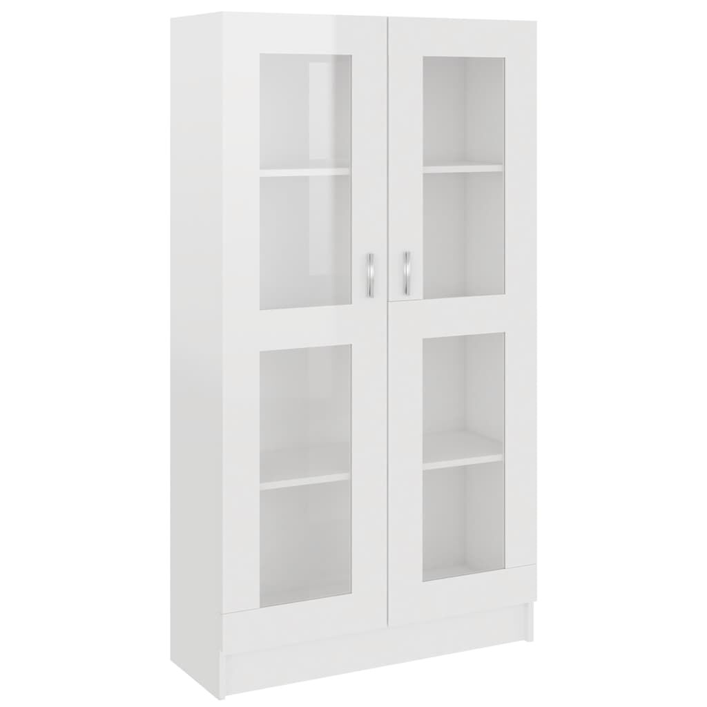 vidaXL Βιτρίνα Γυαλιστερό Λευκό 82,5 x 30,5 x 150 εκ. Επεξ. Ξύλο