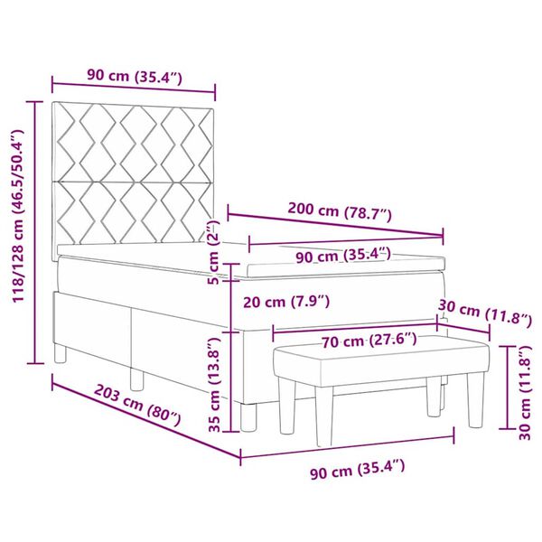 vidaXL Κρεβάτι με ελατήρια με στρώμα Κρεμ 90 x 200 cm ύφασμα
