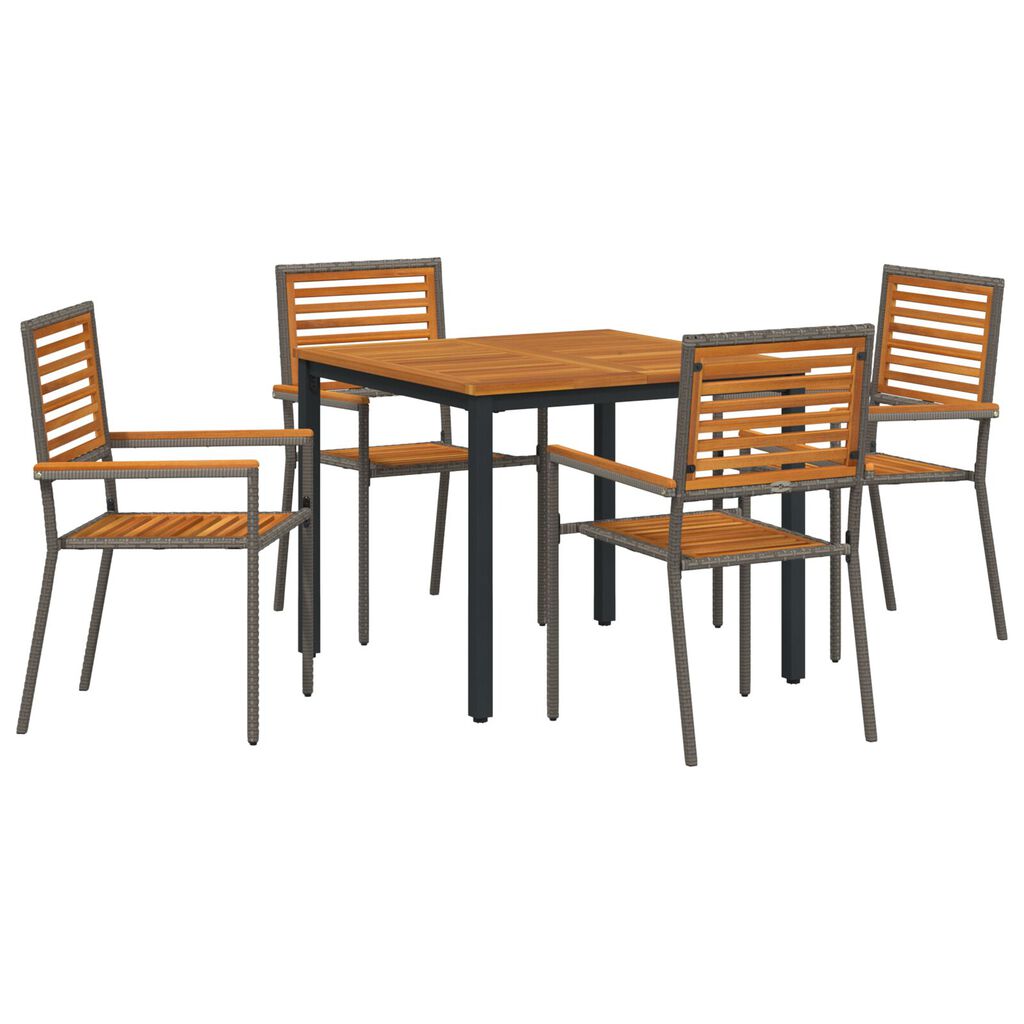vidaXL Σέτ φαγητού για κήπο 5 pcs Γκρι 90 x 90 x 75 cm συνθετικό ρατάν