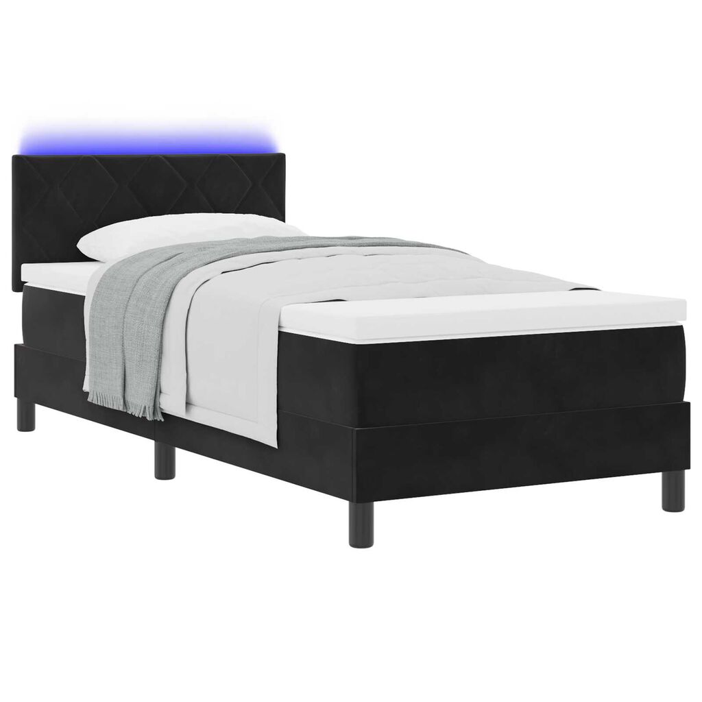 vidaXL Κρεβάτι με ελατήρια με στρώμα Μαύρο 90 x 200 cm Βελούδο
