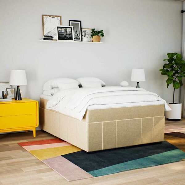 vidaXL &Kappa;&rho;&epsilon;&beta;ά&tau;&iota; Boxspring &mu;&epsilon; &Sigma;&tau;&rho;ώ&mu;&alpha; &Kappa;&rho;&epsilon;&mu; 140x190 &epsilon;&kappa;. &Upsilon;&phi;&alpha;&sigma;&mu;ά&tau;&iota;&nu;&omicron;