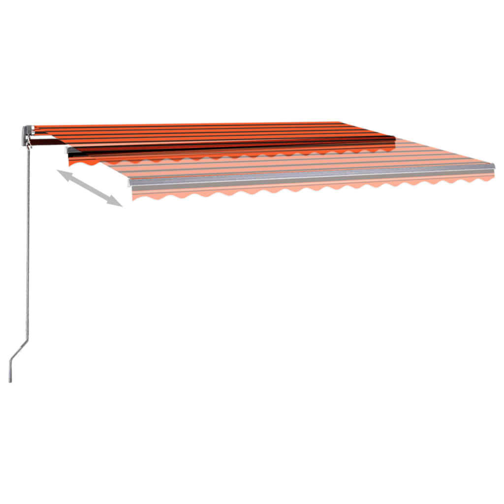 vidaXL Τέντα Αυτόματη με LED&Αισθητ. Ανέμου Πορτοκαλί/Καφέ 450x350 εκ.
