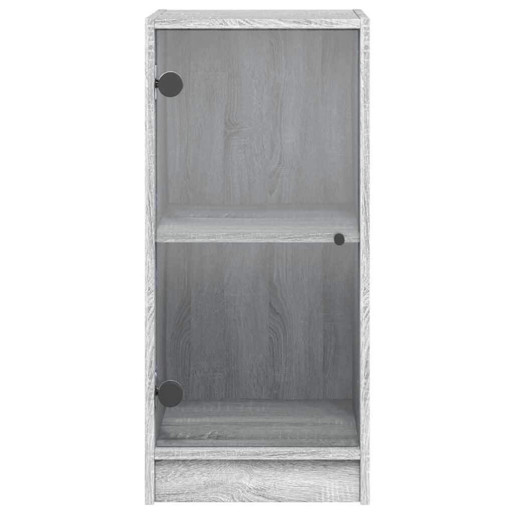 vidaXL Βοηθητικό Ντουλάπι Sonoma Γκρι 35x37x75,5εκ. με Γυάλινες Πόρτες