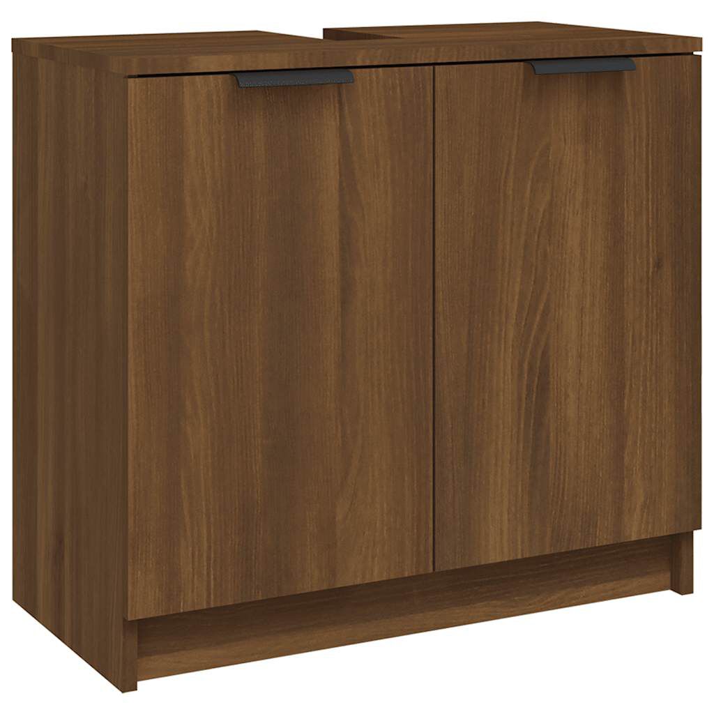 vidaXL Ντουλάπι Μπάνιου Καφέ Δρυς 64,5x33,5x59 εκ Επεξεργασμένο Ξύλο