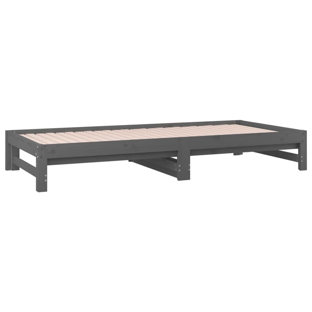 vidaXL Καναπές Κρεβάτι Συρόμενος Γκρι 2x(90x200) εκ. Μασίφ Ξύλο Πεύκου
