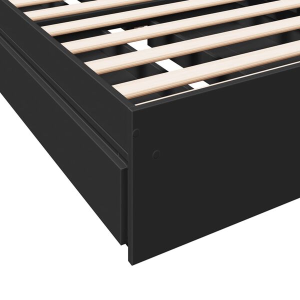 vidaXL Πλαίσιο Κρεβατιού με Συρτάρια Μαύρο 90x190 εκ. Επεξ. Ξύλο