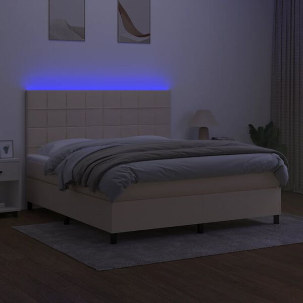 vidaXL &Kappa;&rho;&epsilon;&beta;ά&tau;&iota; Boxspring &mu;&epsilon; &Sigma;&tau;&rho;ώ&mu;&alpha; & LED &Kappa;&rho;&epsilon;&mu; 180x200 &epsilon;&kappa;. &Upsilon;&phi;&alpha;&sigma;&mu;ά&tau;&iota;&nu;&omicron;