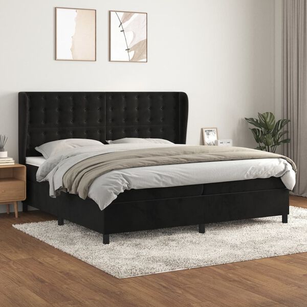 vidaXL &Kappa;&rho;&epsilon;&beta;ά&tau;&iota; Boxspring &mu;&epsilon; &Sigma;&tau;&rho;ώ&mu;&alpha; &Mu;&alpha;ύ&rho;&omicron; 200x200 &epsilon;&kappa;. &Beta;&epsilon;&lambda;&omicron;ύ&delta;&iota;&nu;&omicron;