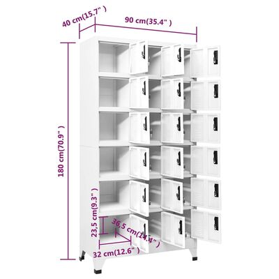 vidaXL Φοριαμός Λευκός 90 x 40 x 180 εκ. Ατσάλινος