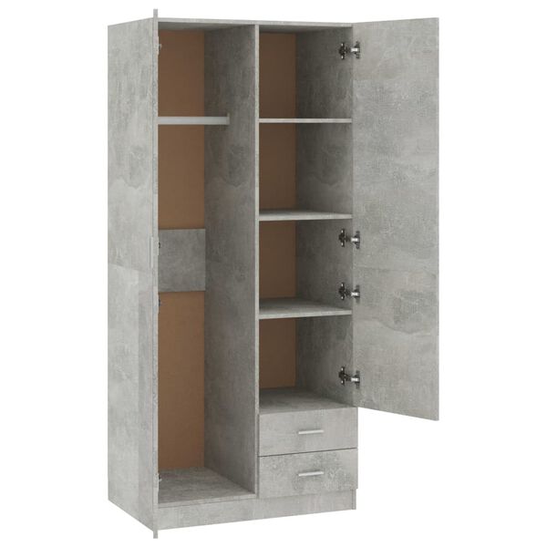 vidaXL Ντουλάπα Γκρι του Σκυροδέματος 80 x 52 x 180 εκ. Επεξ. Ξύλο
