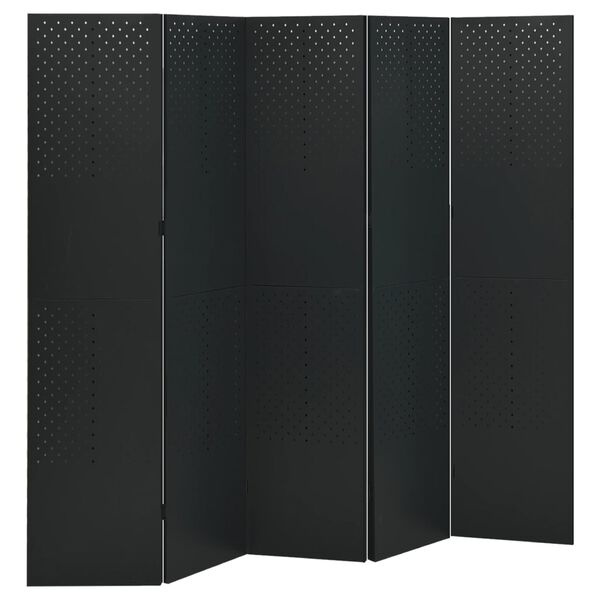 vidaXL Διαχωριστικό Δωματίου με 5 Πάνελ Μαύρο 200 x 180 εκ. από Ατσάλι