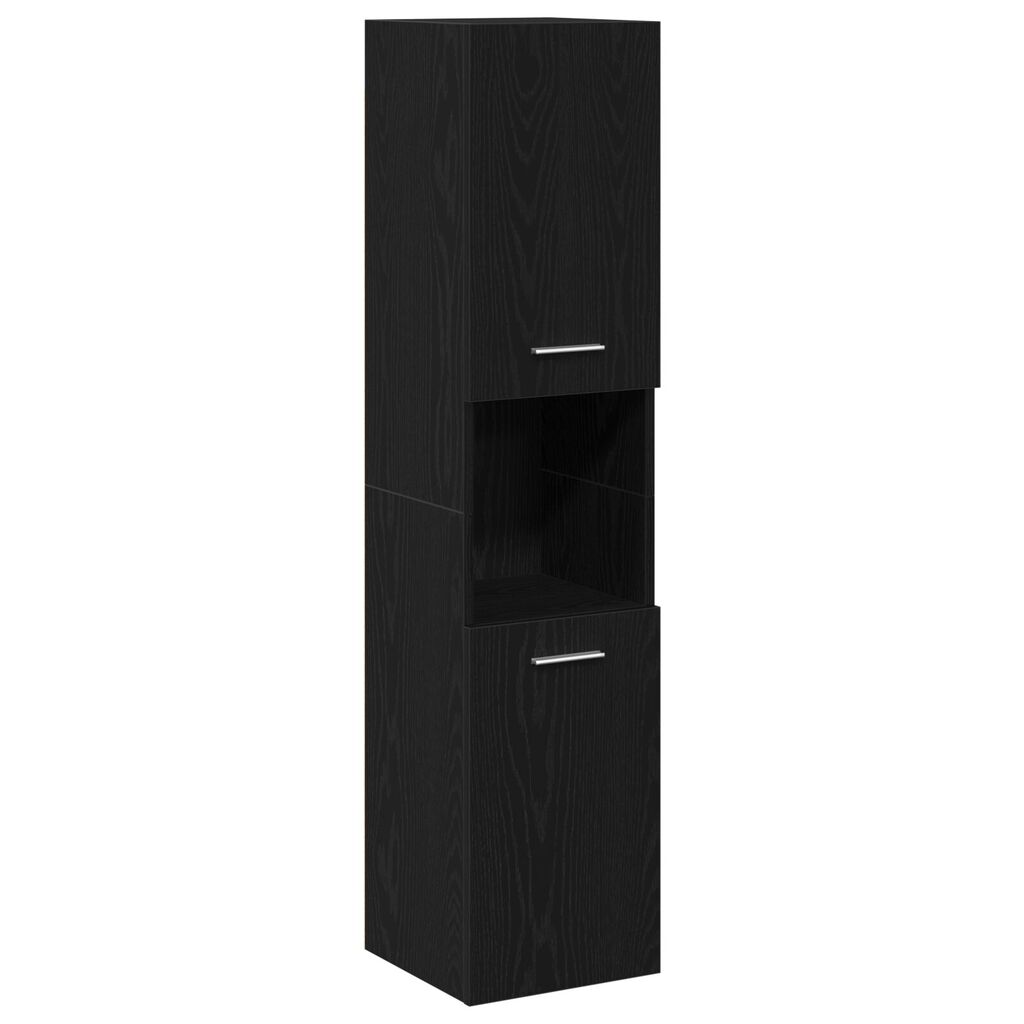 vidaXL Ντουλάπι Τοίχου Μπάνιου Μαύρο Δρυς 30x30x130 εκ από Ξύλο