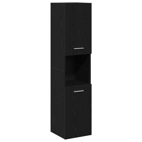 vidaXL Ντουλάπι Τοίχου Μπάνιου Μαύρο Δρυς 30x30x130 εκ από Ξύλο
