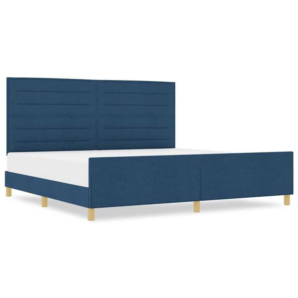 vidaXL Σκελετός Κρεβατιού με κεφαλάρι Μπλε 200 x 200 cm ύφασμα