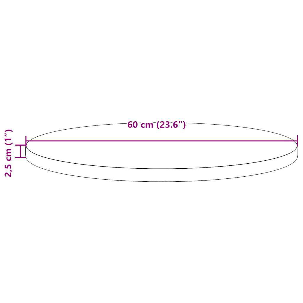 vidaXL Επιφάνεια Τραπεζιού Ø60 x 2,5 εκ. από Μασίφ Ξύλο Πεύκου