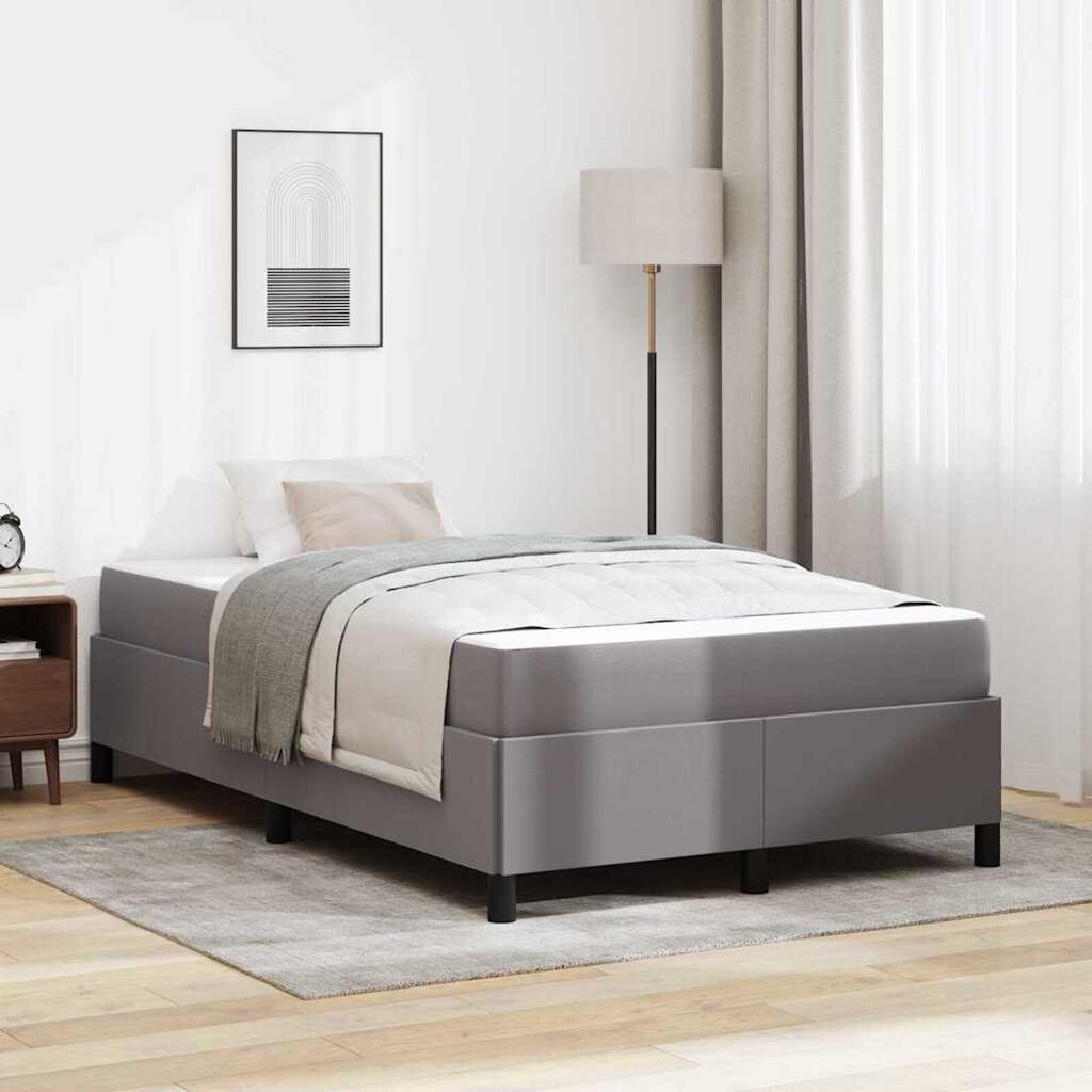 vidaXL Σκελετός κρεβατιού με στρώμα Γκρι 120 x 200 cm Τεχνητό δέρμα