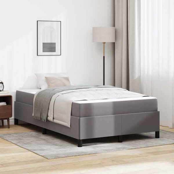 vidaXL Σκελετός κρεβατιού με στρώμα Γκρι 120 x 200 cm Τεχνητό δέρμα