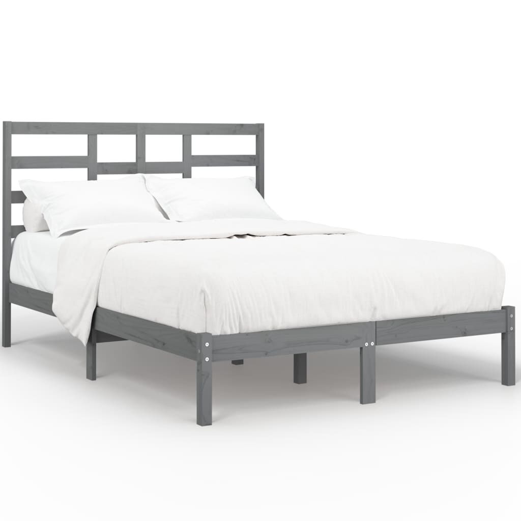 vidaXL Πλαίσιο Κρεβατιού Γκρι 150 x 200 εκ. Μασίφ Ξύλο King Size