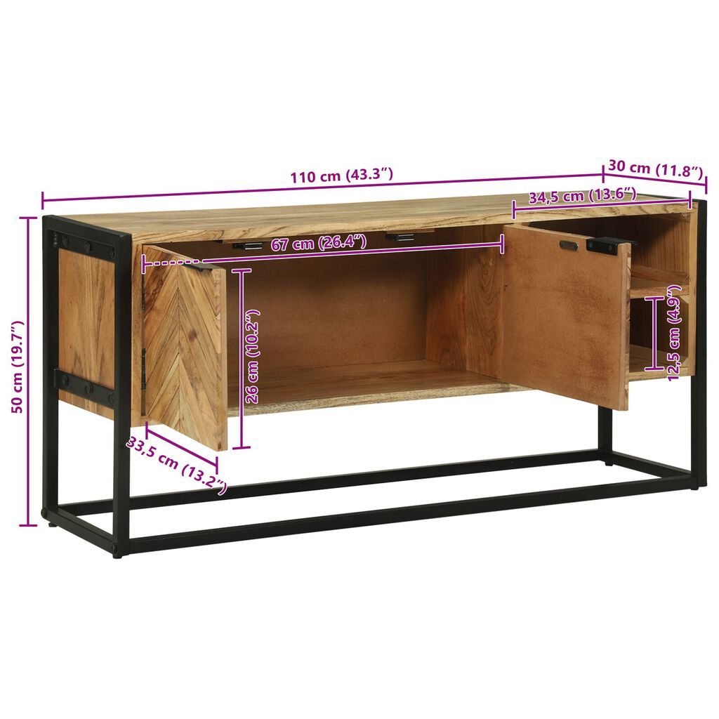vidaXL Γραφείο Τηλεόρασης 110x30x50 εκ Μασίφ Ξύλο Ακακίας