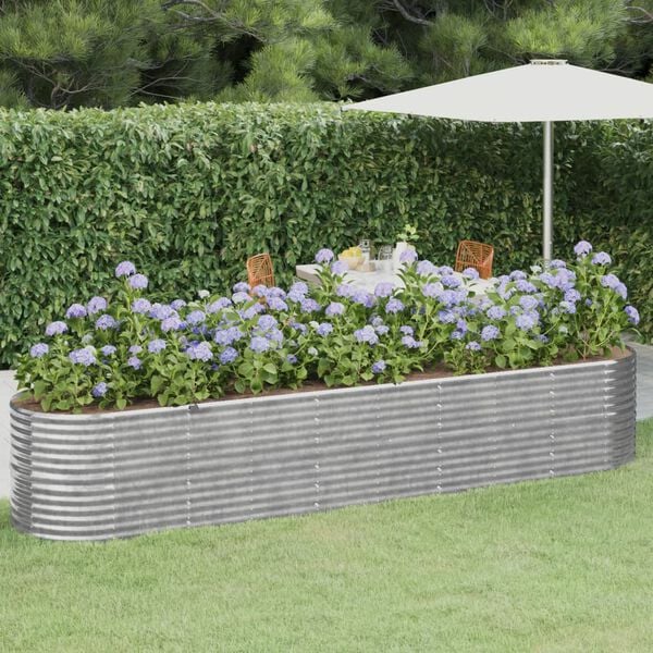 vidaXL Ζαρντινιέρα Ασημί 368x80x68 εκ. Γαλβανισμένος χάλυβας