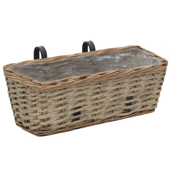 vidaXL Ζαρντινιέρες Μπαλκονιού 2 τεμ. 40 εκ. από Wicker με Επένδυση PE