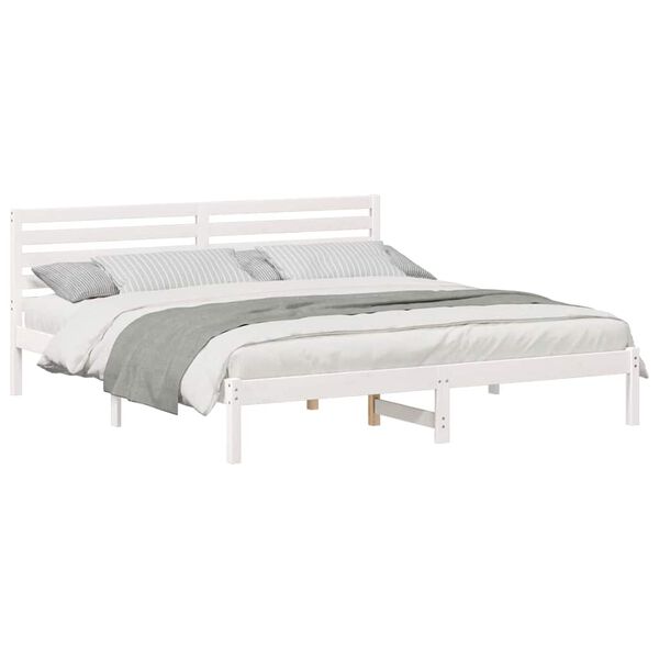 vidaXL Σκελετός Κρεβατιού Λευκό 180 x 200 cm Μασίφ ξύλο πεύκου