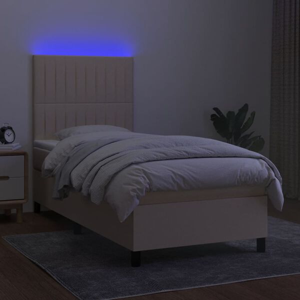 vidaXL &Kappa;&rho;&epsilon;&beta;ά&tau;&iota; Boxspring &mu;&epsilon; &Sigma;&tau;&rho;ώ&mu;&alpha; & LED &Kappa;&rho;&epsilon;&mu; 90x200 &epsilon;&kappa;. &Upsilon;&phi;&alpha;&sigma;&mu;ά&tau;&iota;&nu;&omicron;