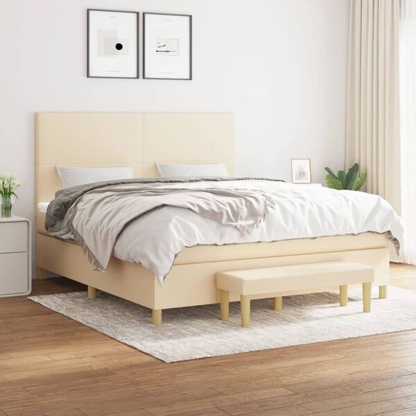 vidaXL &Kappa;&rho;&epsilon;&beta;ά&tau;&iota; Boxspring &mu;&epsilon; &Sigma;&tau;&rho;ώ&mu;&alpha; &Kappa;&rho;&epsilon;&mu; 180x200 &epsilon;&kappa;. &Upsilon;&phi;&alpha;&sigma;&mu;ά&tau;&iota;&nu;&omicron;