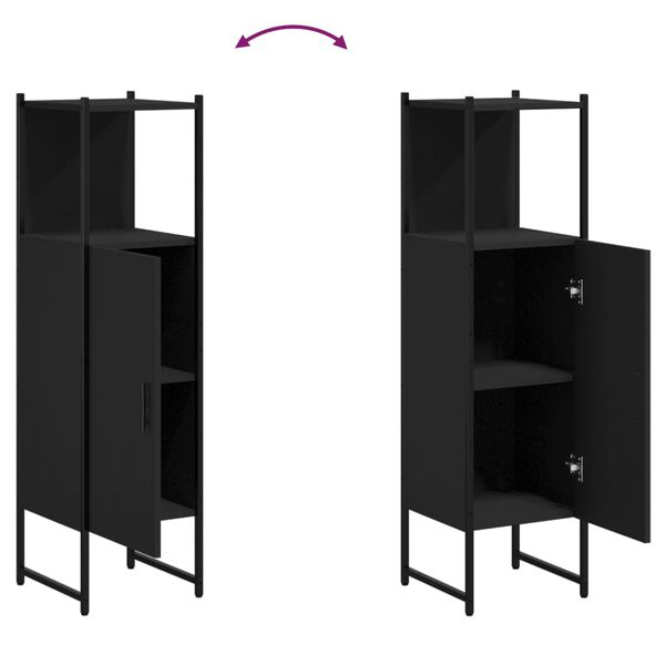 vidaXL Ντουλάπι Μπάνιου Μαύρο 33 x 33 x 120,5 εκ. Επεξεργασμένο Ξύλο
