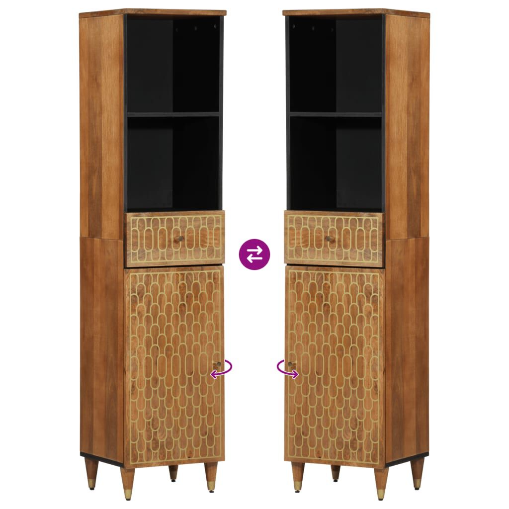 vidaXL Ντουλάπι Μπάνιου 38 x 33 x 160 εκ. από Μασίφ Ξύλο Μάνγκο