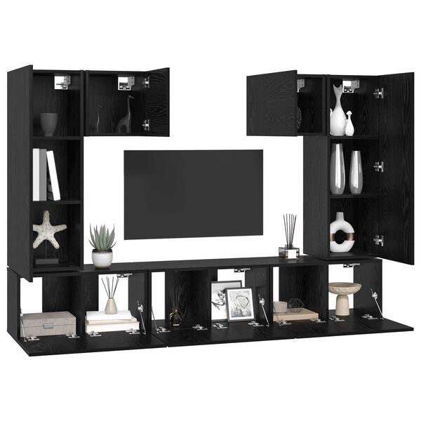 vidaXL Σετ επίπλου τηλεόρασης 7 pcs Μαύρη Δρυς 180 x 30 x 120 εκ.