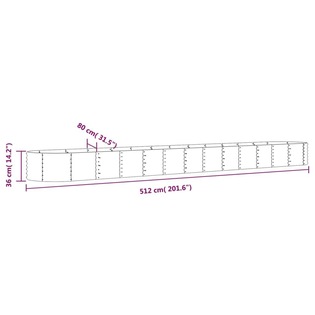 vidaXL Ζαρντινιέρα Ανθρακί 512x80x36 εκ Ατσάλι με Ηλεκτρ. Βαφή Πούδρας