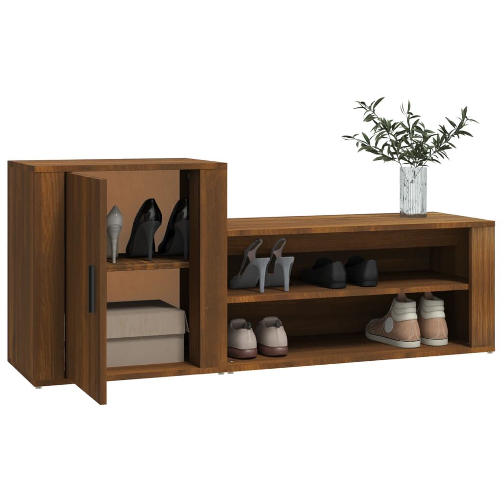 vidaXL Παπουτσοθήκη Καφέ Δρυς 130x35x54 εκ. από Επεξεργασμένο Ξύλο