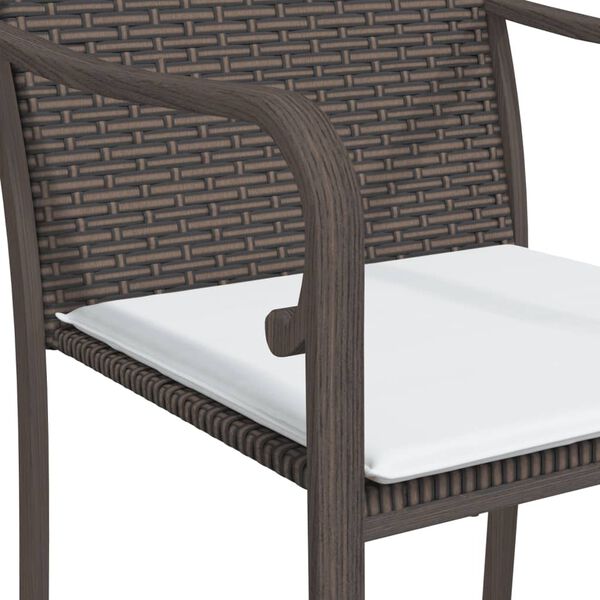 vidaXL Καρέκλες Κήπου με Μαξιλάρια 4 τεμ. Καφέ 56x59x84 εκ Συνθ. Ρατάν