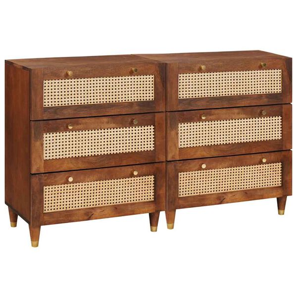 vidaXL Σετ Μπουφέ 2 pcs Καφέ 60 x 33.5 x 75 εκ. Μασίφ ξύλο μάνγκο