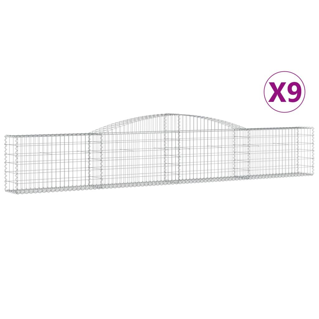 vidaXL Συρματοκιβώτια Τοξωτά 9 τεμ. 400x30x60/80 εκ. Γαλβαν. Ατσάλι